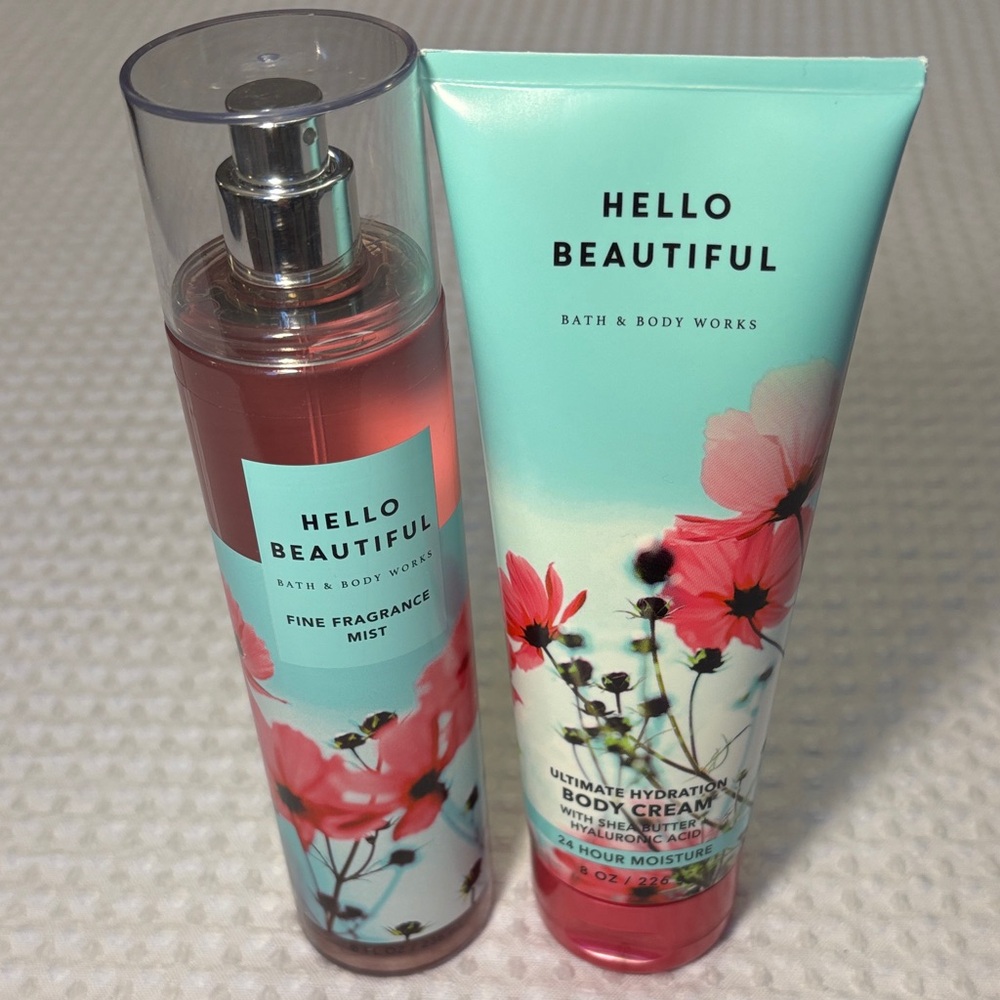 NEW! Bath Body Works Set HELLO BEAUTIFUL Fine Fragrance Mist Ultimate Body Cream